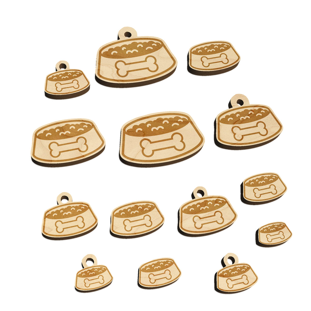 Dog Food Bowl Mini Wood Shape Charms Jewelry DIY Craft
