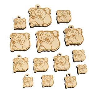 English Bulldog Head Mini Wood Shape Charms Jewelry DIY Craft