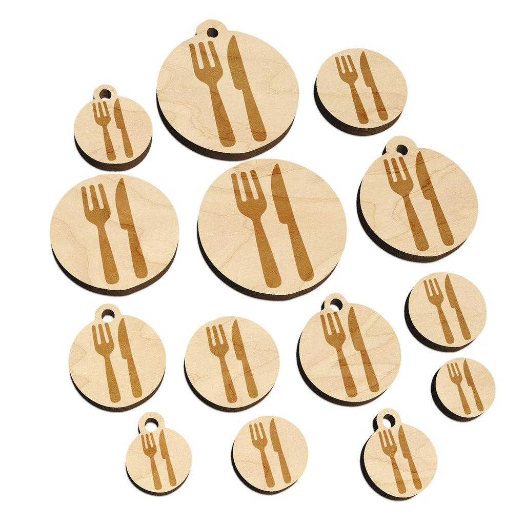 Fork and Knife Solid Silhouette Mini Wood Shape Charms Jewelry DIY Craft