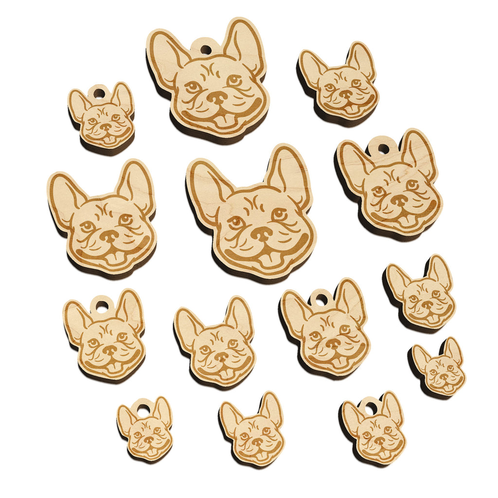 Frenchie French Bulldog Dog Head Mini Wood Shape Charms Jewelry DIY Craft