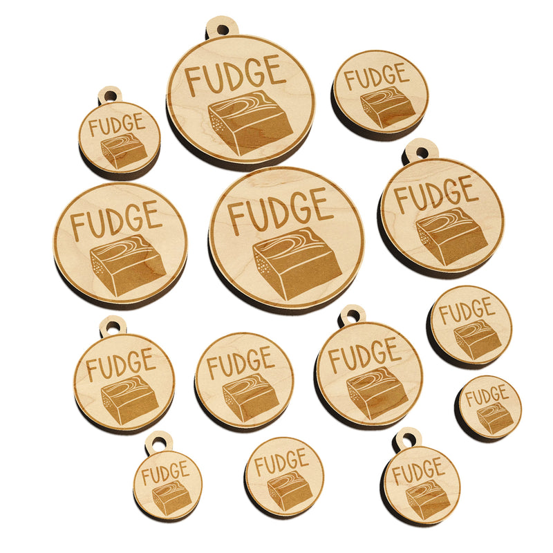 Fudge Text with Image Flavor Scent Mini Wood Shape Charms Jewelry DIY Craft