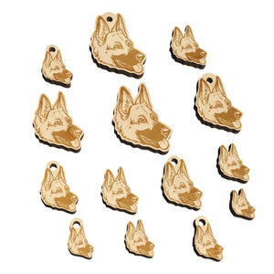 German Shepherd Dog Head Mini Wood Shape Charms Jewelry DIY Craft