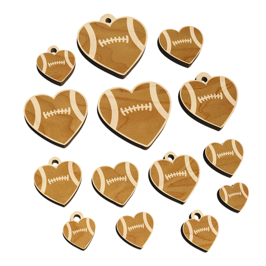 Heart Shaped Football Sports Mini Wood Shape Charms Jewelry DIY Craft