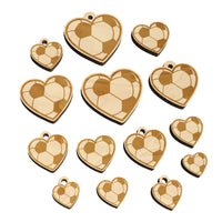 Heart Shaped Soccer Ball Futbol Sports Mini Wood Shape Charms Jewelry DIY Craft