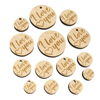 I Love You in English Heart Mini Wood Shape Charms Jewelry DIY Craft