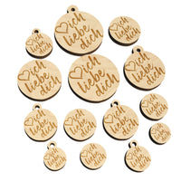 I Love You in German Ich Liebe Dich Heart Mini Wood Shape Charms Jewelry DIY Craft