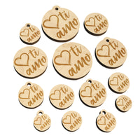 I Love You in Italian Ti Amo Heart Mini Wood Shape Charms Jewelry DIY Craft