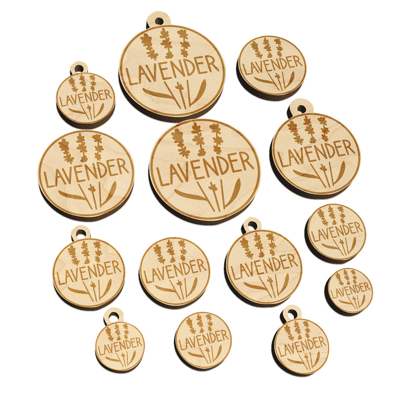 Lavender Text with Image Flavor Scent Herb Flower Mini Wood Shape Charms Jewelry DIY Craft