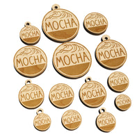 Mocha Text with Image Flavor Scent Mini Wood Shape Charms Jewelry DIY Craft