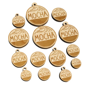 Mocha Text with Image Flavor Scent Mini Wood Shape Charms Jewelry DIY Craft