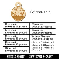 Mocha Text with Image Flavor Scent Mini Wood Shape Charms Jewelry DIY Craft