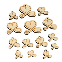 Nurse Doctor Heart Shaped Stethoscope Mini Wood Shape Charms Jewelry DIY Craft