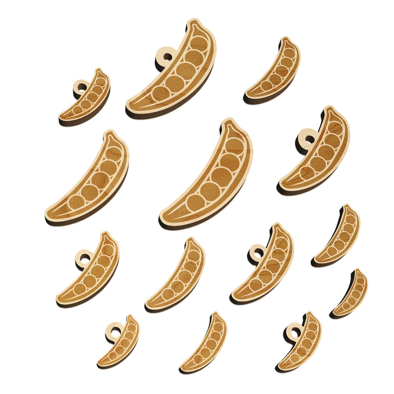 Pea Pod Peapod Vegetable Mini Wood Shape Charms Jewelry DIY Craft