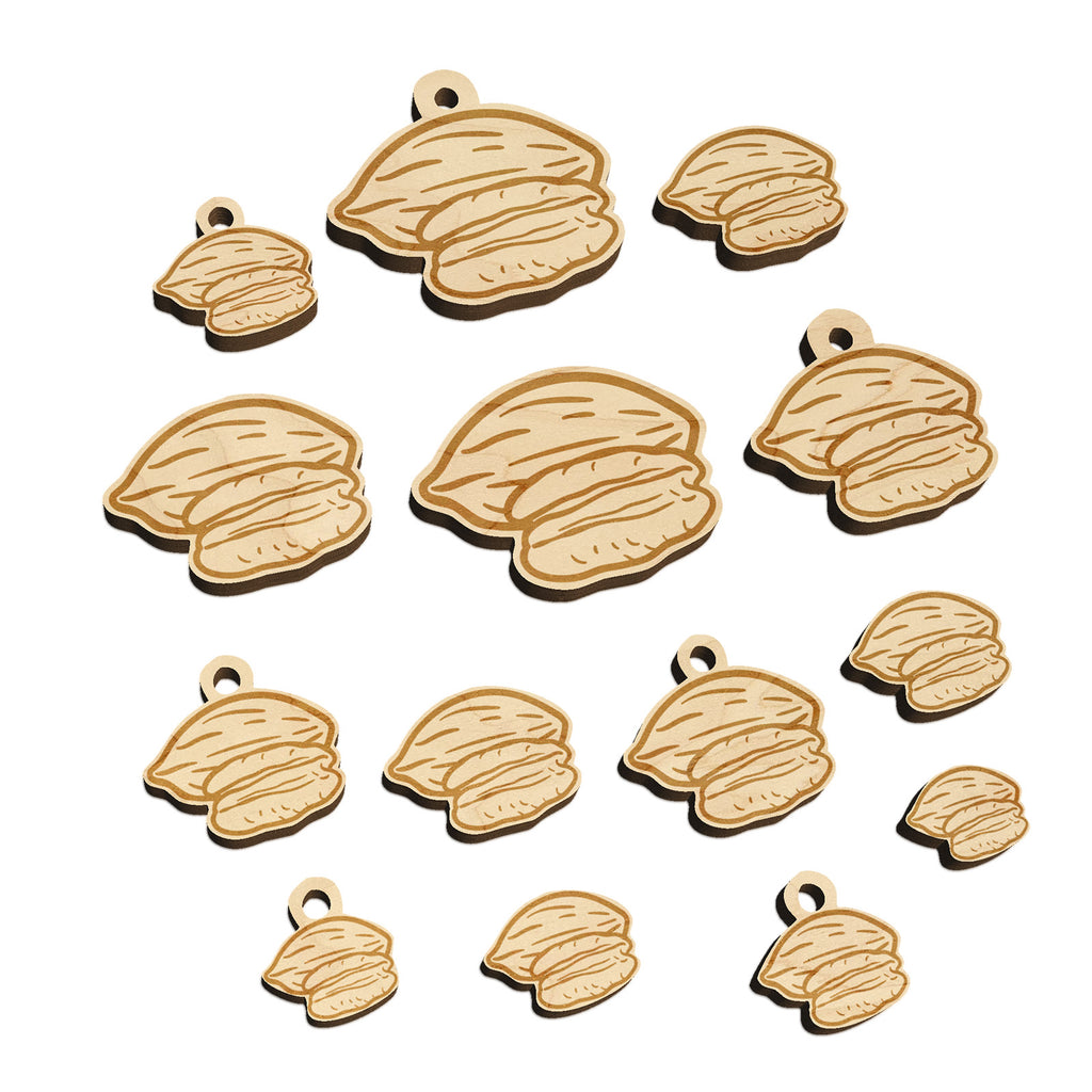 Pecan Nut Drawing Mini Wood Shape Charms Jewelry DIY Craft