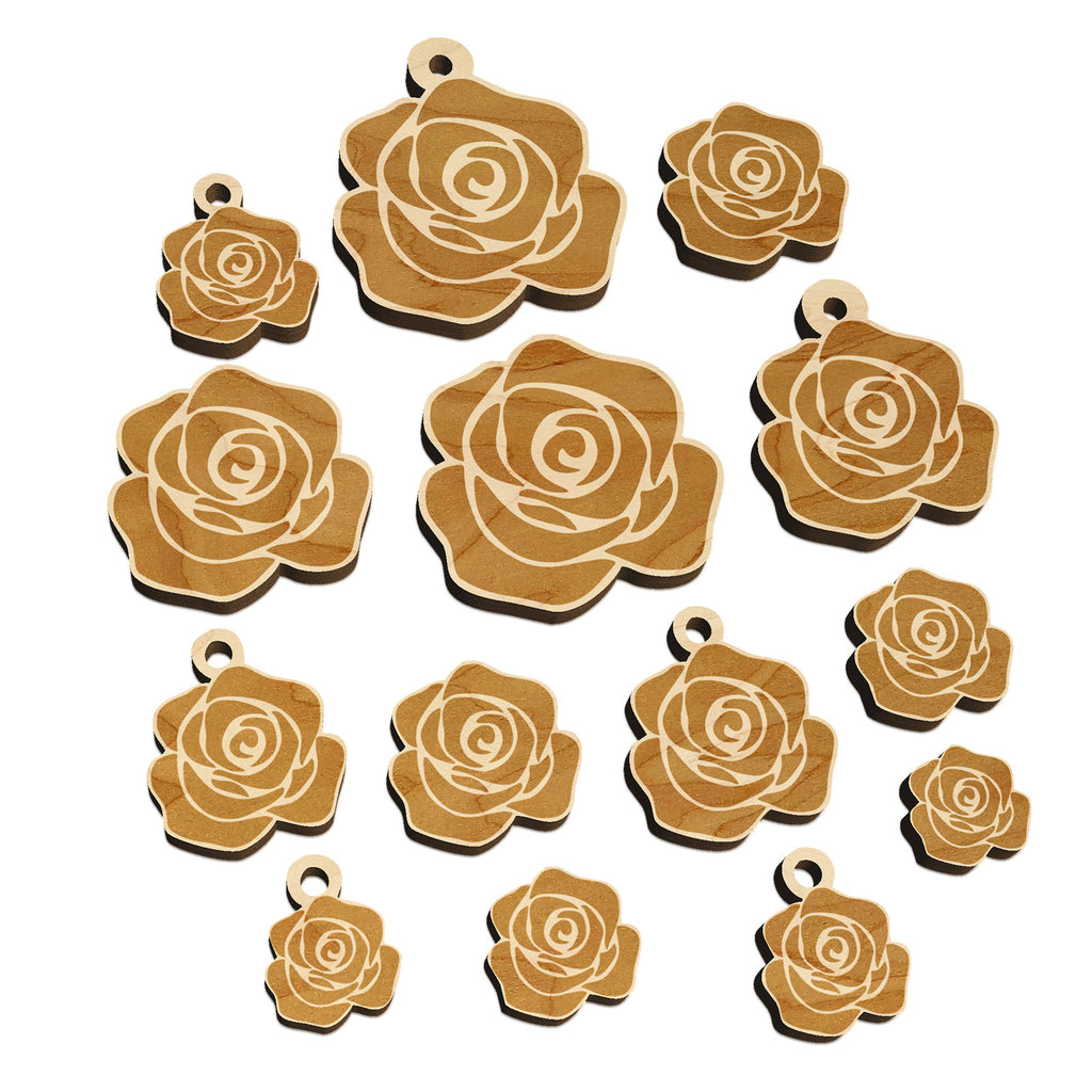 Rose Flower Solid Mini Wood Shape Charms Jewelry DIY Craft