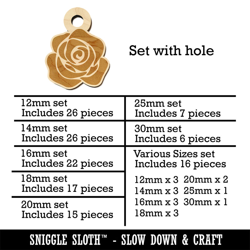 Rose Flower Solid Mini Wood Shape Charms Jewelry DIY Craft