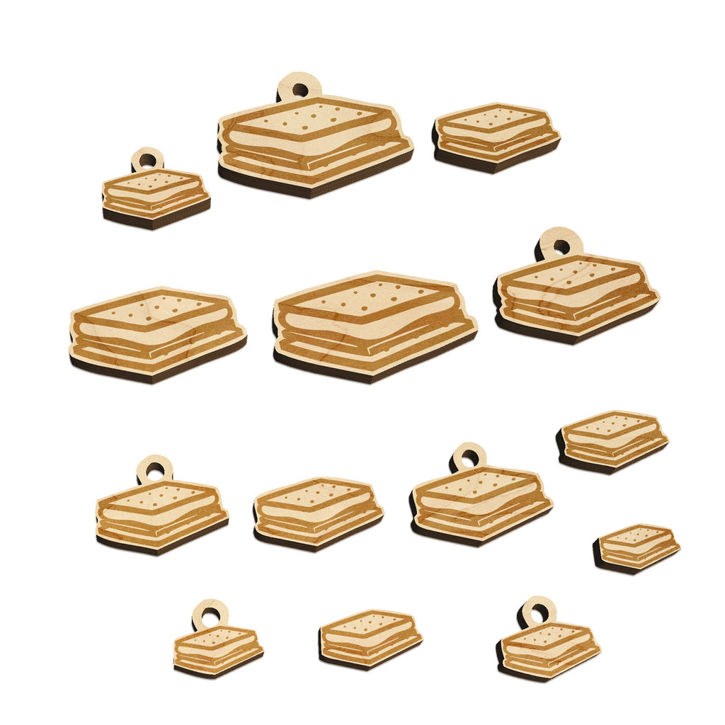 S'mores Graham Cracker Chocolate Marshmallow Campfire Snack Mini Wood Shape Charms Jewelry DIY Craft