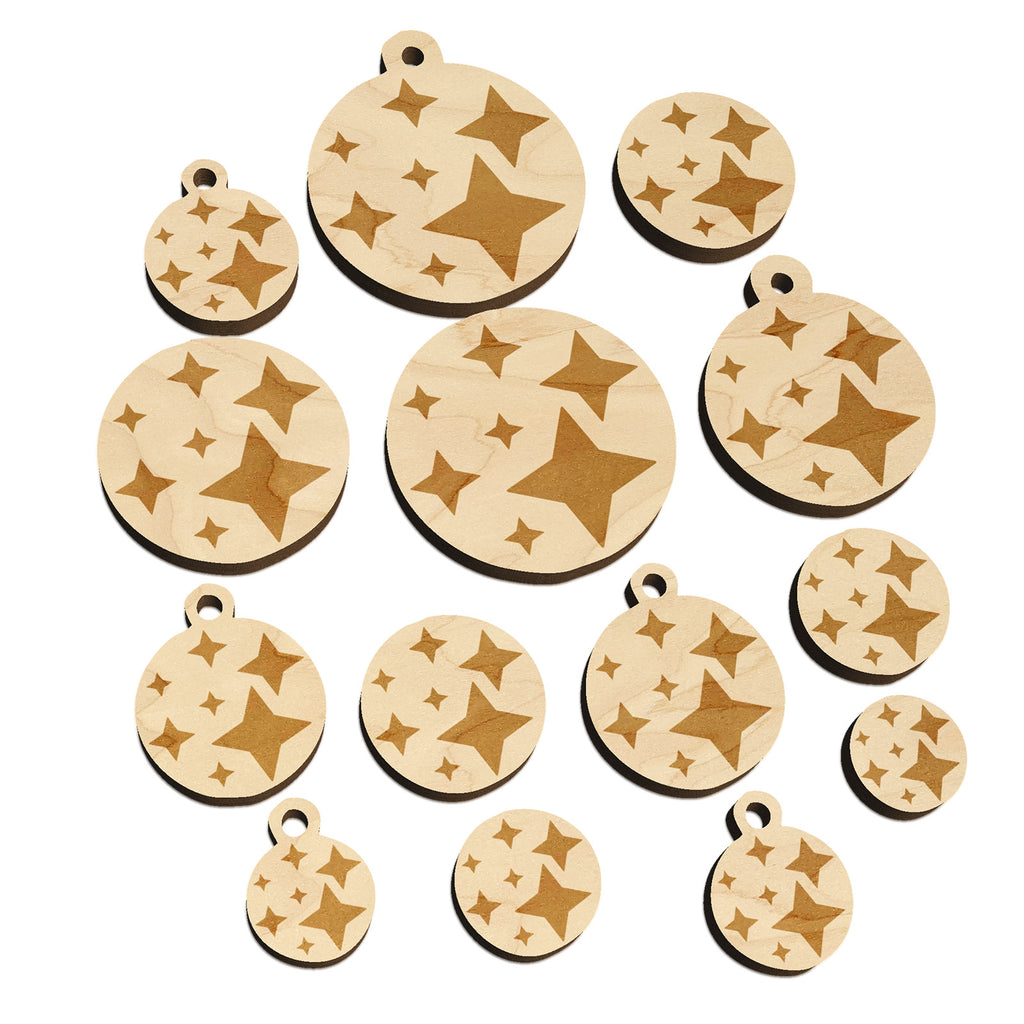 Twinkling Stars Glitter Shimmer Mini Wood Shape Charms Jewelry DIY Craft