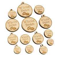 Whole Bean Coffee Label Mini Wood Shape Charms Jewelry DIY Craft