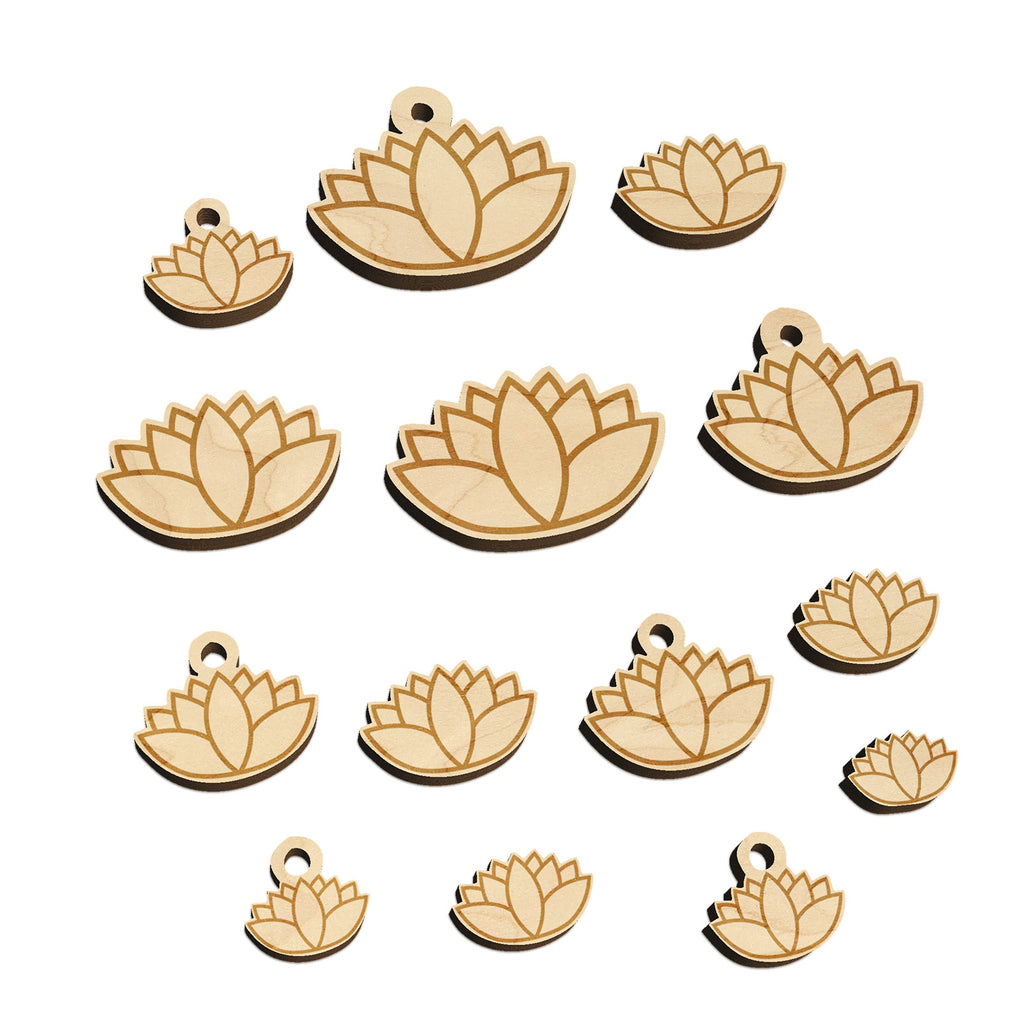 Yoga Lotus Flower Outline Mini Wood Shape Charms Jewelry DIY Craft