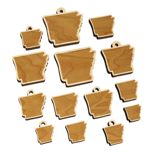 Arkansas State Silhouette Mini Wood Shape Charms Jewelry DIY Craft