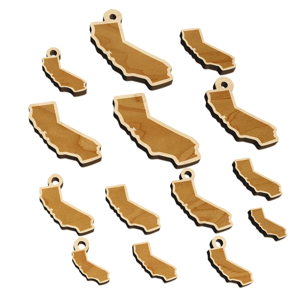 California State Silhouette Mini Wood Shape Charms Jewelry DIY Craft