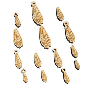 Hand Drawn Artsy Feather Mini Wood Shape Charms Jewelry DIY Craft