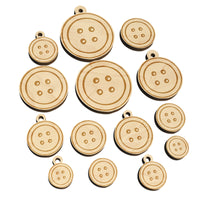 Hand Drawn Button Four Holes Sew Sewing Mini Wood Shape Charms Jewelry DIY Craft