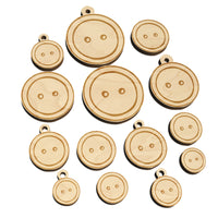 Hand Drawn Button Two Holes Sew Sewing Mini Wood Shape Charms Jewelry DIY Craft