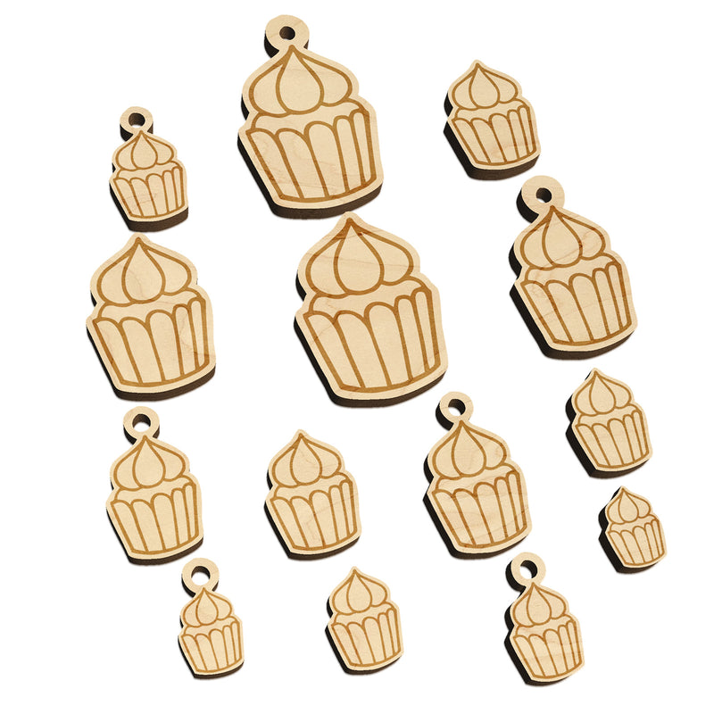 Hand Drawn Cupcake Doodle Mini Wood Shape Charms Jewelry DIY Craft