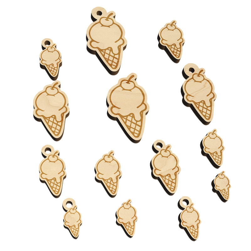 Hand Drawn Cute Ice Cream Cone Doodle Mini Wood Shape Charms Jewelry DIY Craft