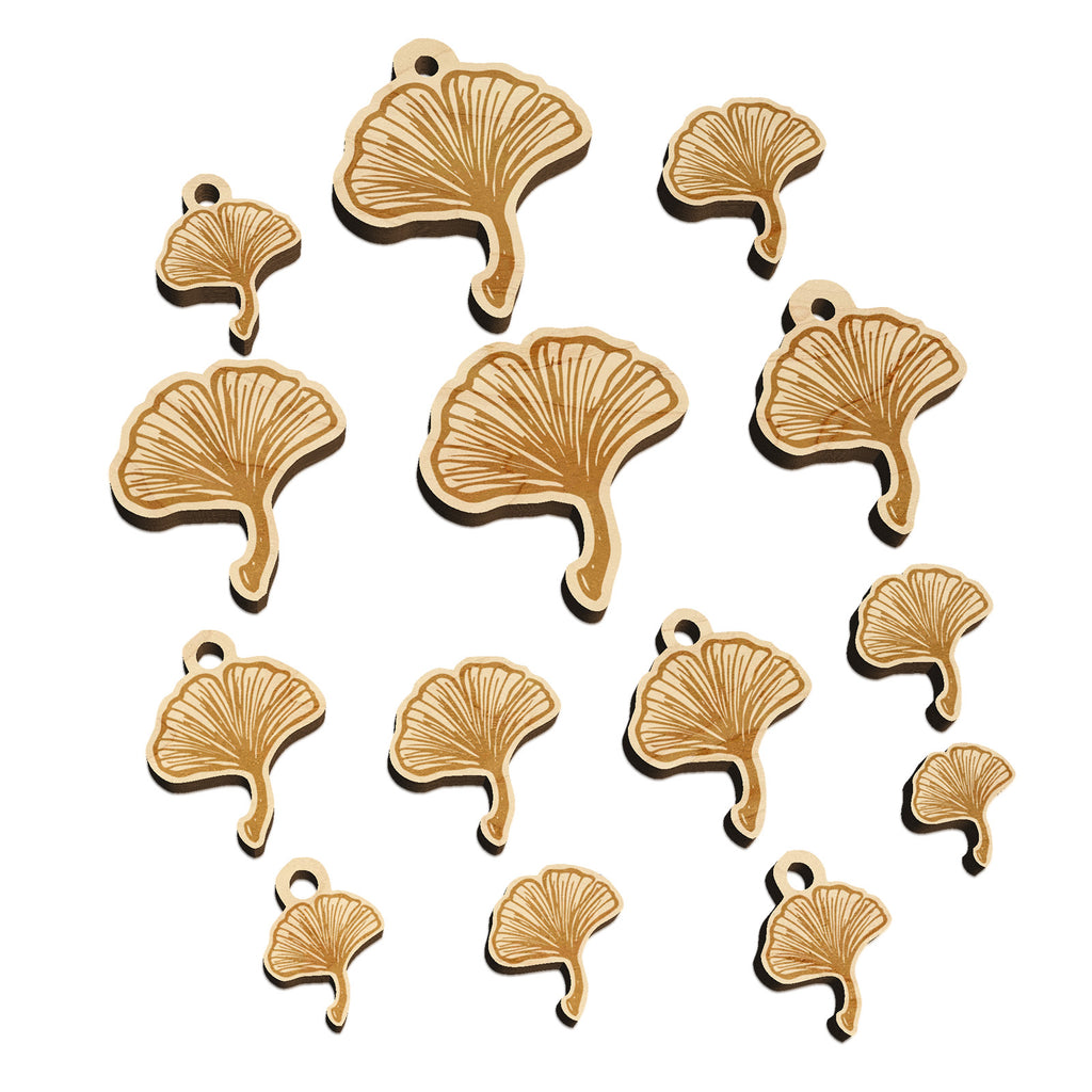 Hand Drawn Ginkgo Leaf Doodle Mini Wood Shape Charms Jewelry DIY Craft