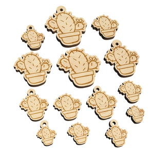 Hand Drawn Prickly Pear Cactus Doodle Mini Wood Shape Charms Jewelry DIY Craft