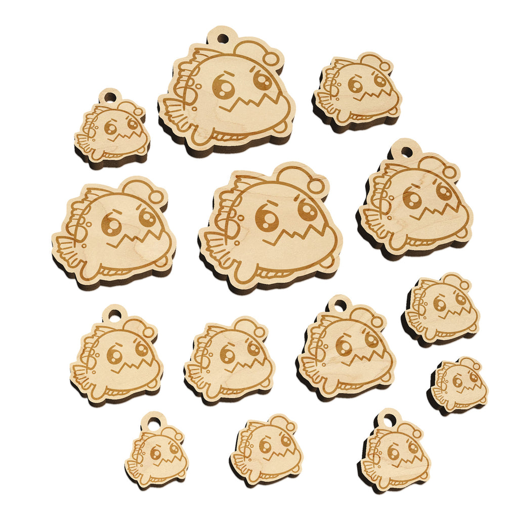 Kawaii Anglerfish Mini Wood Shape Charms Jewelry DIY Craft