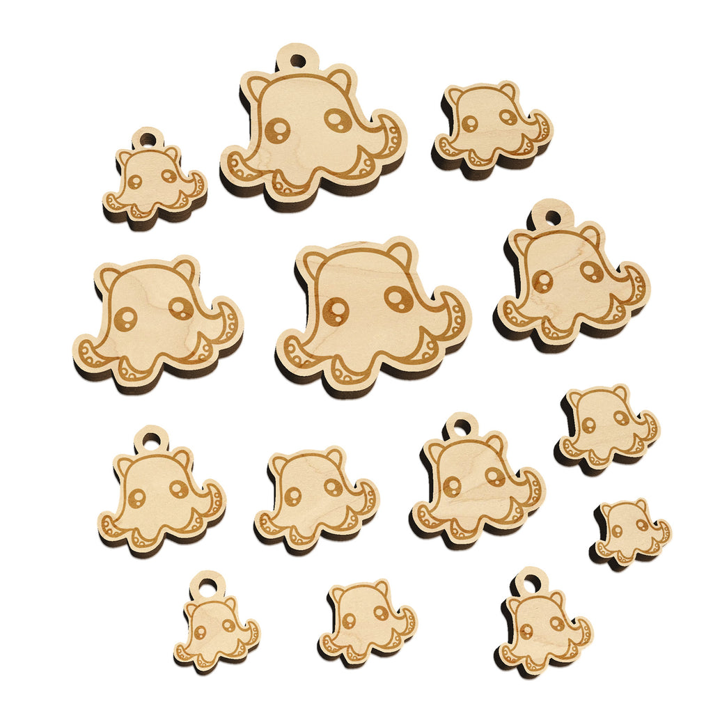 Kawaii Flapjack Octopus Mini Wood Shape Charms Jewelry DIY Craft