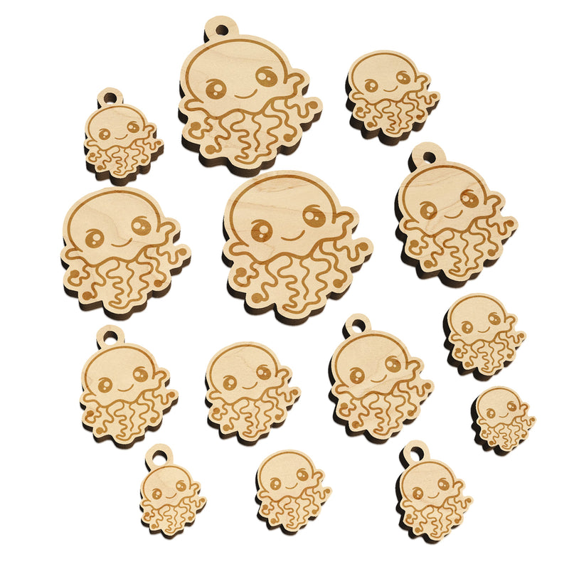 Kawaii Jellyfish Mini Wood Shape Charms Jewelry DIY Craft