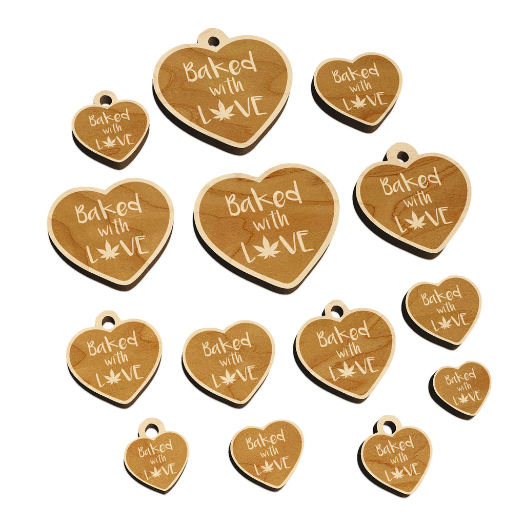Marijuana Baked with Love Heart Mini Wood Shape Charms Jewelry DIY Craft