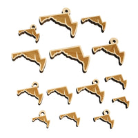 Maryland State Silhouette Mini Wood Shape Charms Jewelry DIY Craft