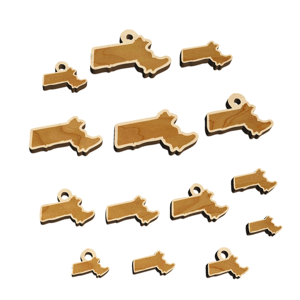 Massachusetts State Silhouette Mini Wood Shape Charms Jewelry DIY Craft