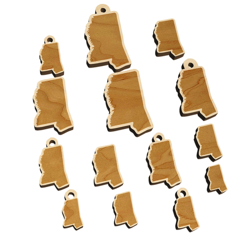 Mississippi State Silhouette Mini Wood Shape Charms Jewelry DIY Craft