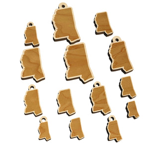 Mississippi State Silhouette Mini Wood Shape Charms Jewelry DIY Craft