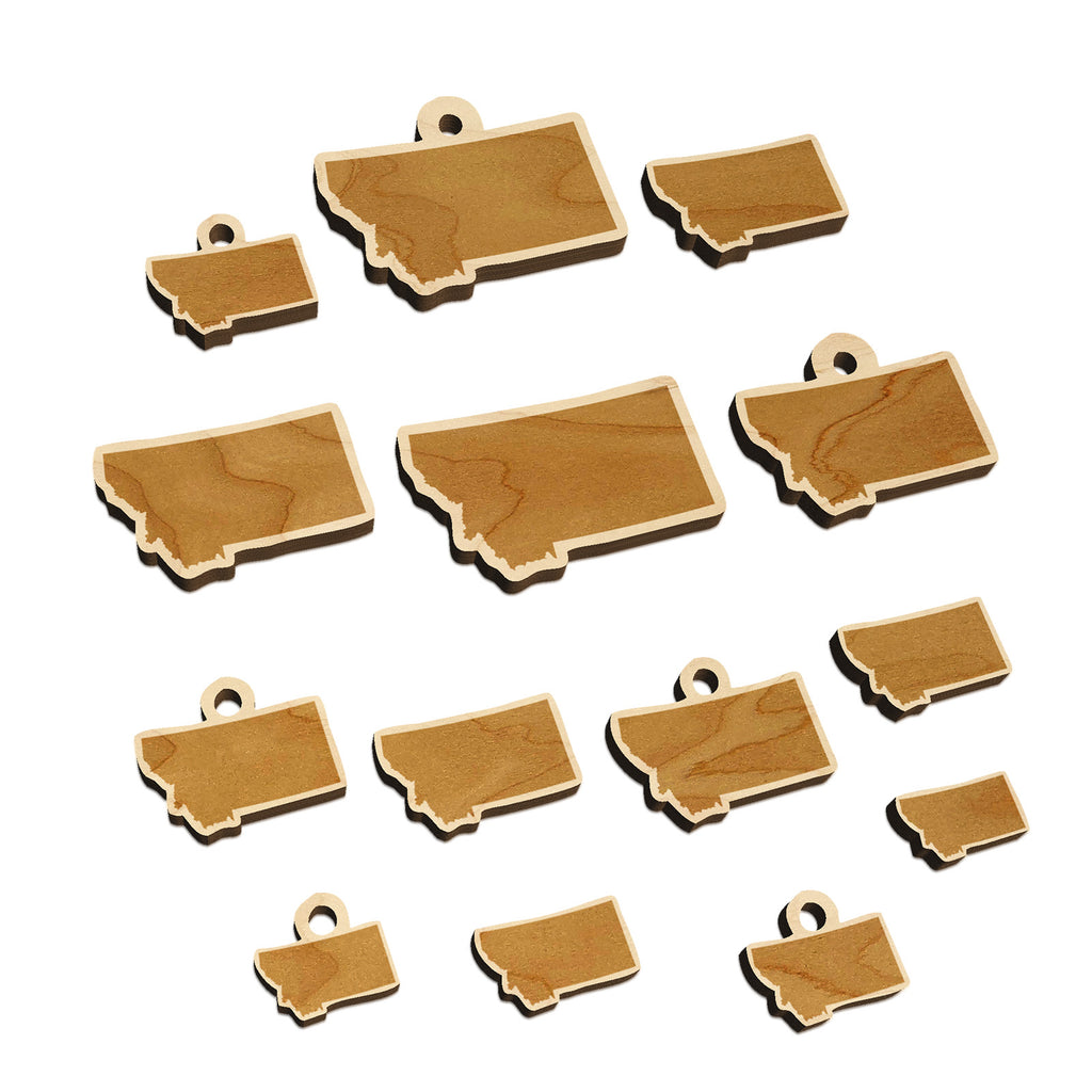 Montana State Silhouette Mini Wood Shape Charms Jewelry DIY Craft