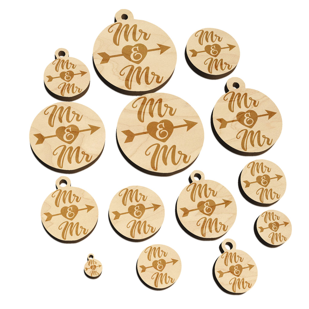 Mr and Mr Heart and Arrow Wedding Mini Wood Shape Charms Jewelry DIY Craft