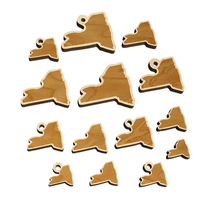 New York State Silhouette Mini Wood Shape Charms Jewelry DIY Craft