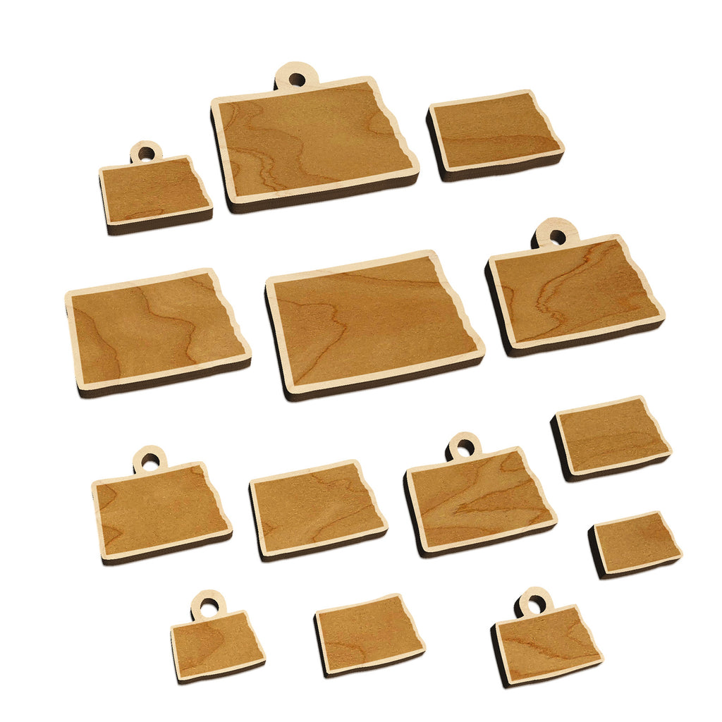 North Dakota State Silhouette Mini Wood Shape Charms Jewelry DIY Craft