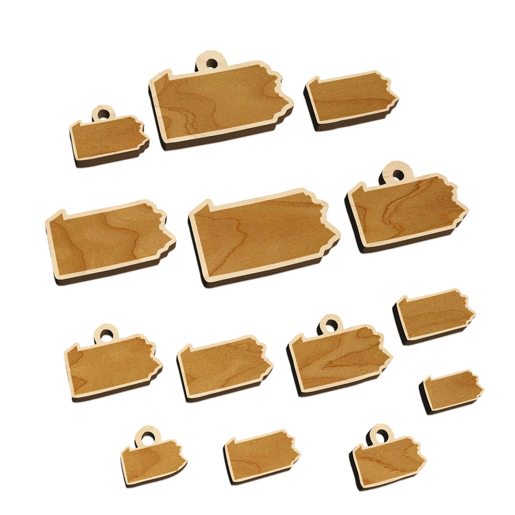 Pennsylvania State Silhouette Mini Wood Shape Charms Jewelry DIY Craft