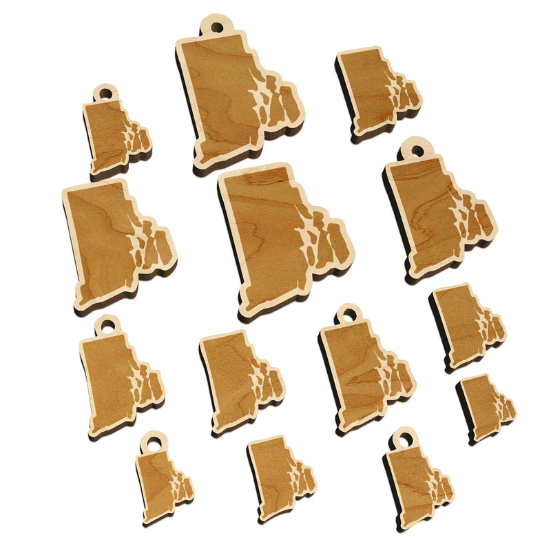 Rhode Island State Silhouette Mini Wood Shape Charms Jewelry DIY Craft