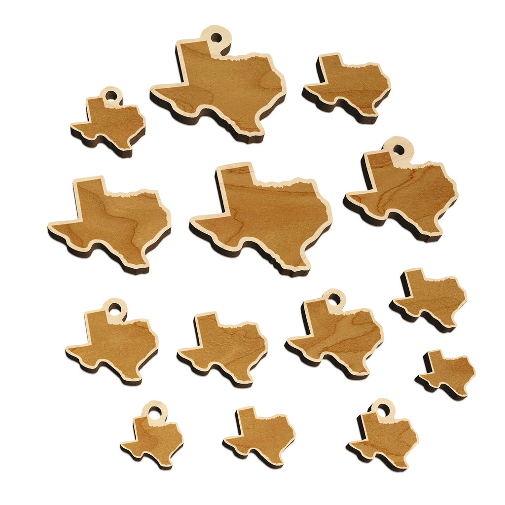 Texas State Silhouette Mini Wood Shape Charms Jewelry DIY Craft