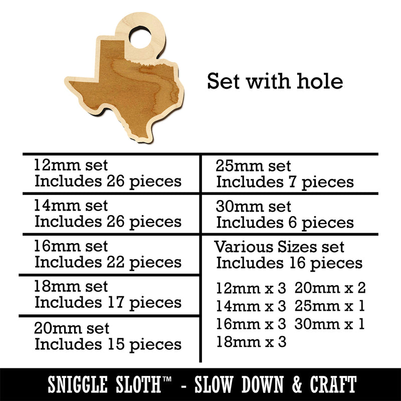 Texas State Silhouette Mini Wood Shape Charms Jewelry DIY Craft