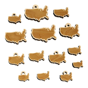 USA United States America Country Silhouette Mini Wood Shape Charms Jewelry DIY Craft